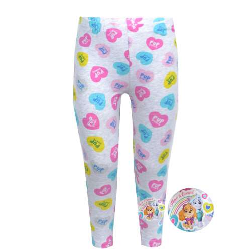 Nickelodeon Mancsőrjárat Skye & Everest lány leggings, fehér szíves és mancsos mintával - Gyerek leggings