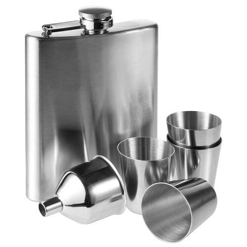  rozsdamentes acél hip flask készlet 4 shot pohár és tölcsérrel
