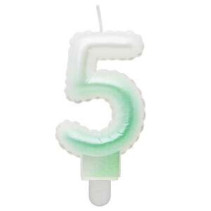 White-Green Ombre number 5 birthday candle - Birthday Candle & Cake Topper