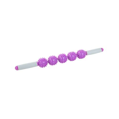 Purple massage roller with 5 spiky balls, for back, neck, and muscle pain relief