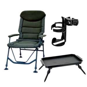 Marshal VIP extra erős karfás horgászszék pohártartóval és asztallal - Kényelmi eszköz