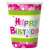 Happy Birthday pink paper cups, 6 pack, 270ml