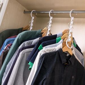 Space-saving clothes hanger with multiple slots for shirts, closet organization - Hanger and Hook
