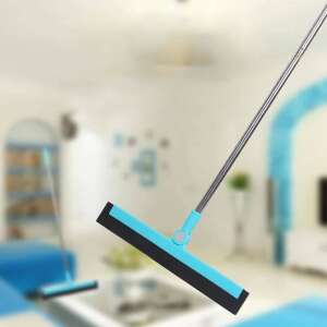 Kék és fekete színű ablak- és padlótisztító szivacsnyeles vízlehúzó, 90 cm hosszú, ablakok, tükrök és padlók tisztításához - Takarító Eszközök