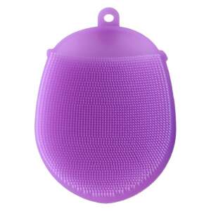 Purple silicone dishwashing sponge with scrubbing bristles - Dish sponge