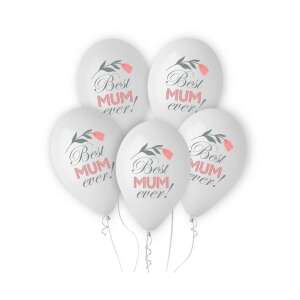 5 weiße Latexballons mit 'Best Mum Ever' Aufdruck, 12 Zoll - Luftballons