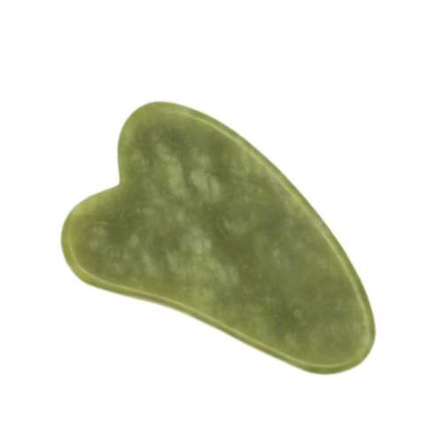 Jáde szív alakú arc-, testmasszázs és nyirokmasszázs, Gua sha, zöld színben