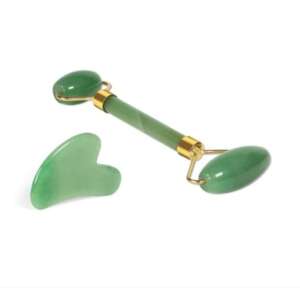 Wałek jadeitowy OEM i kamień Jadeit Gua Sha, masaż twarzy i ciała, narzędzie do drenażu limfatycznego, zielony