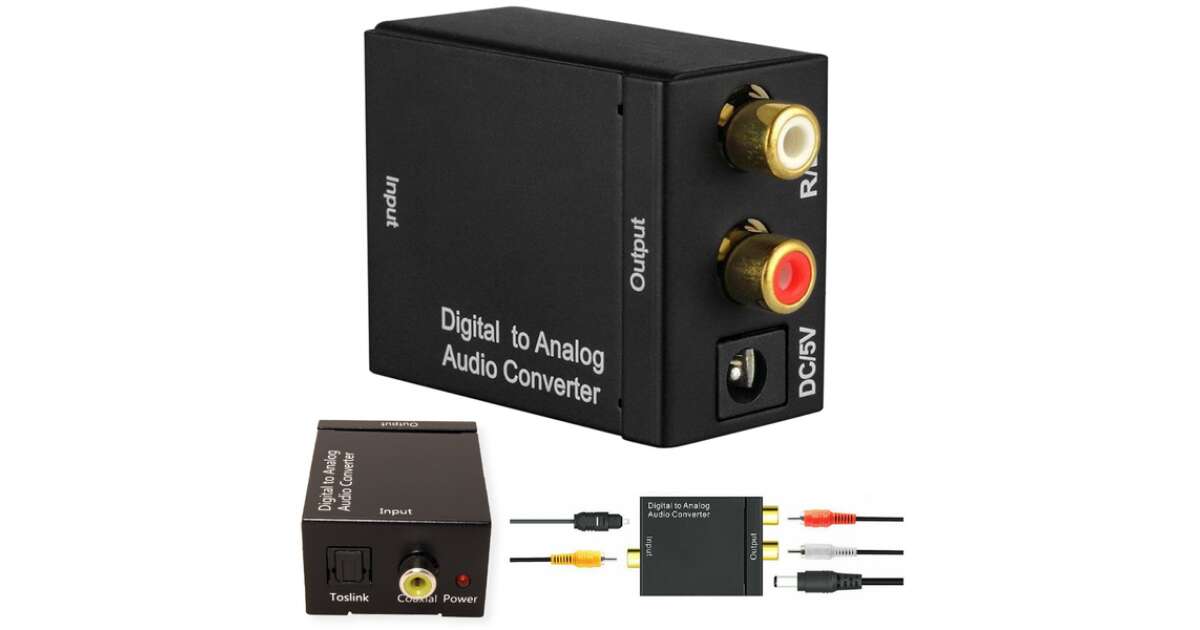 Digitalis rca/toslink - 2x rca+3.5mm jack, analog audio átalakitó ...