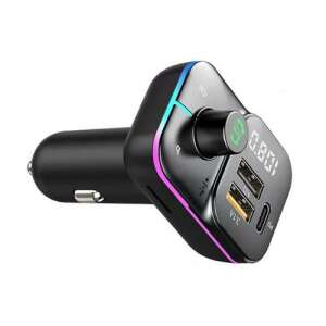 C24s Bluetooth 5.0 FM-Sender mit Dual-USB-Ladegerät und bunten LED-Lichtern - Transmitter