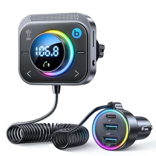 Joyroom FM transmitter / fast car charger 30W (2xUSB-A / USB-C PD) black (JR-CL18) 48740900