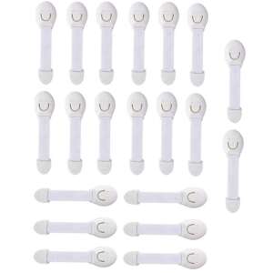 20 detských zámkov zámky chladničky, zámky skriniek, zámky zásuviek v bielej farbe