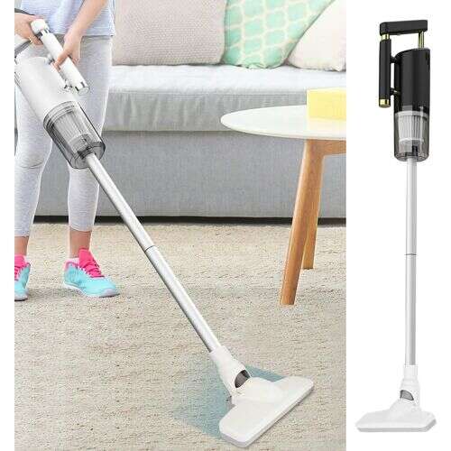 Kolaż odkurzacza ręcznego w użyciu i zdjęcia produktu