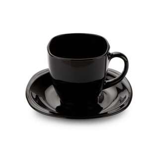 CARINE fekete teáscsésze és alátét, elegáns design - Luminarc