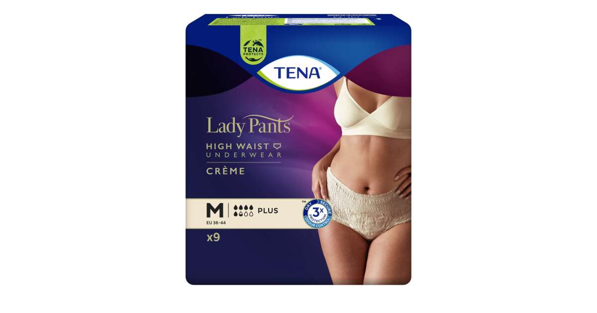 Tena Lady Pants Plus Creme Incontinence underwear with raised