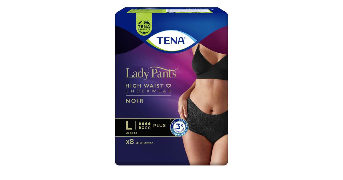 Tena Lady Pants Plus Noir Incontinence underwear with high waist L 8pcs  #black