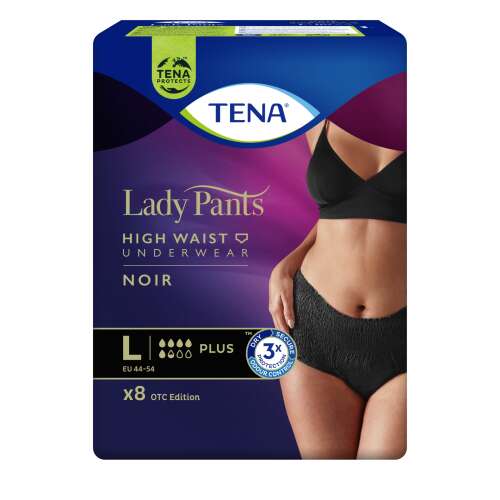 Tena Lady Pants Plus Noir Inkontinencia-fehérnemű magasított derékrésszel L 8db #fekete