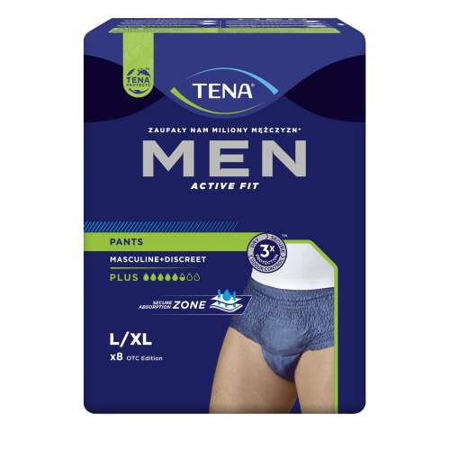 Tena Men Active Fit Pants Plus Inkontinencia-fehérnemű L/XL 8db #sötétkék