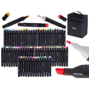 Set de 48 markere alcoolice cu vârf dublu, cu husă de transport, perfect pentru desen, colorat și ilustrare - Markere