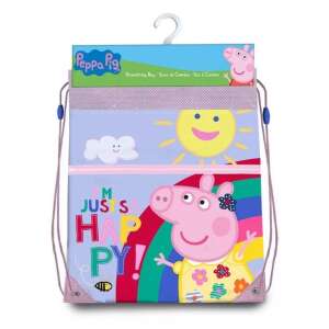 Torba sportowa Peppa Pig, 41 cm, różowa, fioletowa, tęcza, słońce, chmura, pszczoła, szczęśliwa, dzieci, szkoła, gimnastyka, sport, torba - Peppa Pig