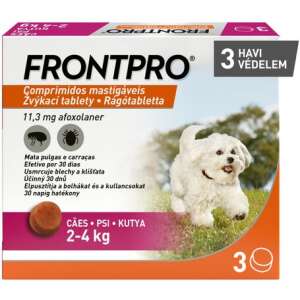 Frontpro bolha és kullancs elleni rágótabletta kutyáknak (3 db tabletta [egész doboz]; 2 - 4 kg | 3 x 11 mg) 94542061 Bolha- és kullancsriasztó