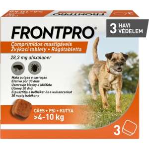 Frontpro bolha és kullancs elleni rágótabletta kutyáknak (3 db tabletta [egész doboz]; 4 - 10 kg l 3 x 28.3 mg) 94542062 Bolha- és kullancsriasztó