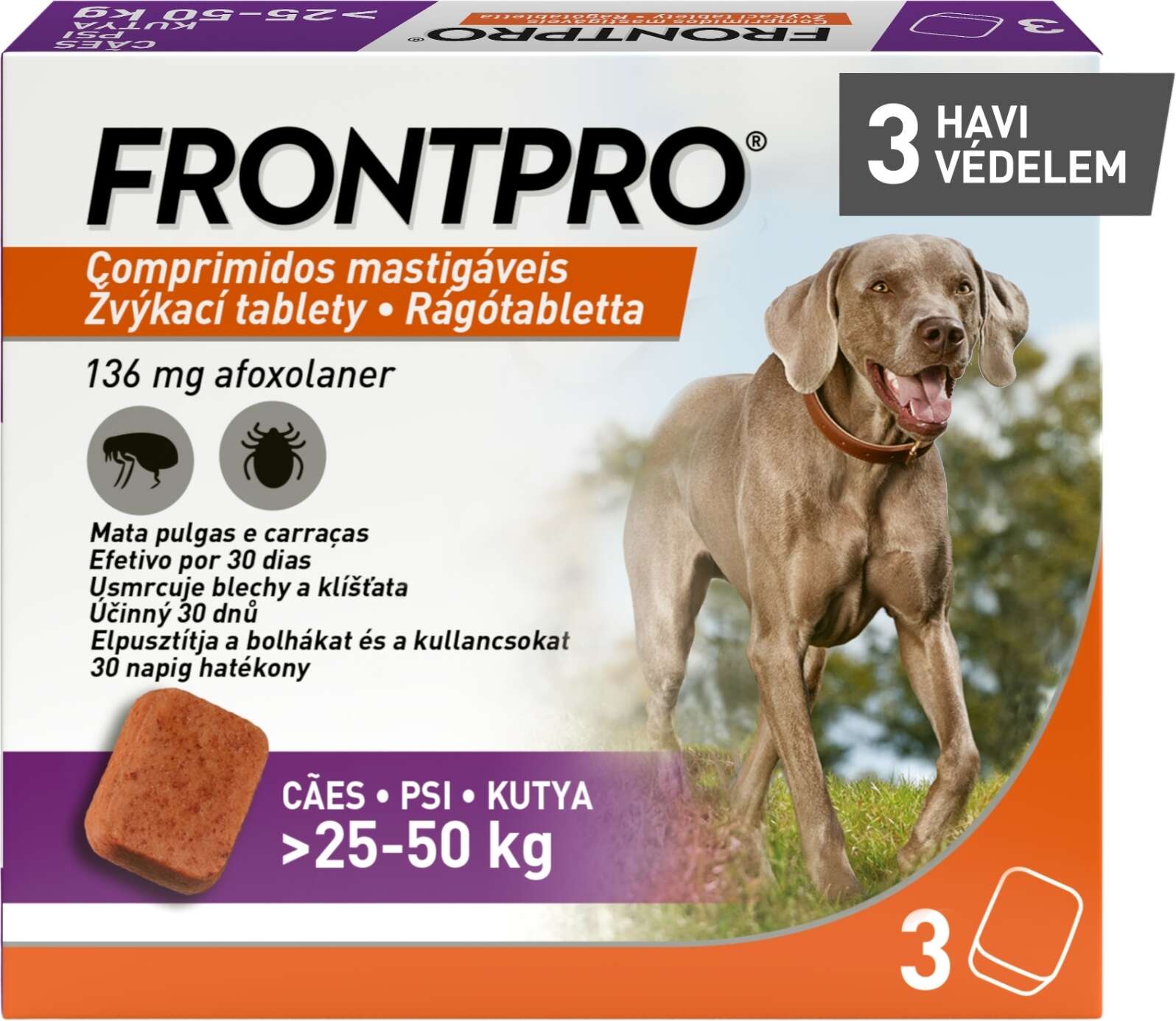 Frontpro Bolha-Kullancsvédő Rágótabletta - 3 db (25-50 kg)