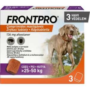 Frontpro bolha és kullancs elleni rágótabletta kutyáknak (3 db tabletta [egész doboz]; 25-50 kg l 3 x 136 mg) 94542060 Bolha- és kullancsriasztók