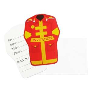 Firefighter invitation card, red and yellow, with space for writing details - Party Supply