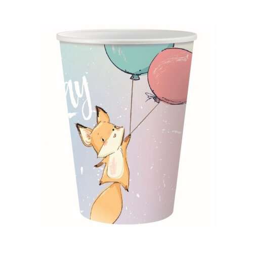 Happy Birthday Fox róka papír pohár 6 db-os 270ml 50285274