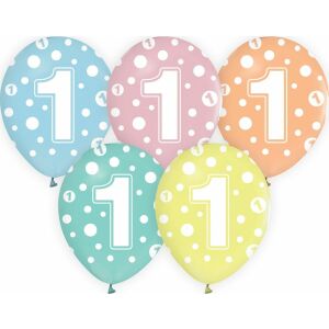 Pastel colored balloons for 1st birthday party decoration, pack of 5 - Godan