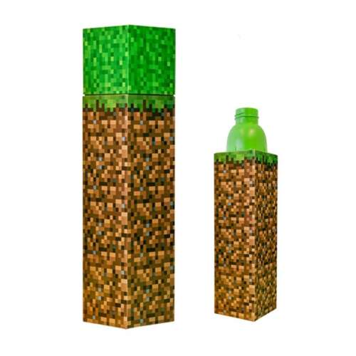 Plastikowa butelka Minecraft, 650 ml, z wzorem bloku trawy