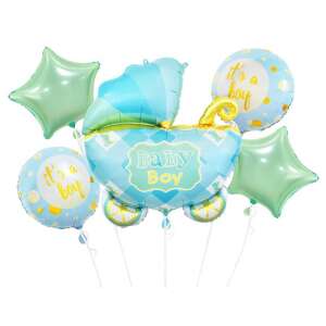 Set baloane folie Cărucior albastru pentru bebeluși, 5 buc, decorațiuni pentru baby shower - Amscan