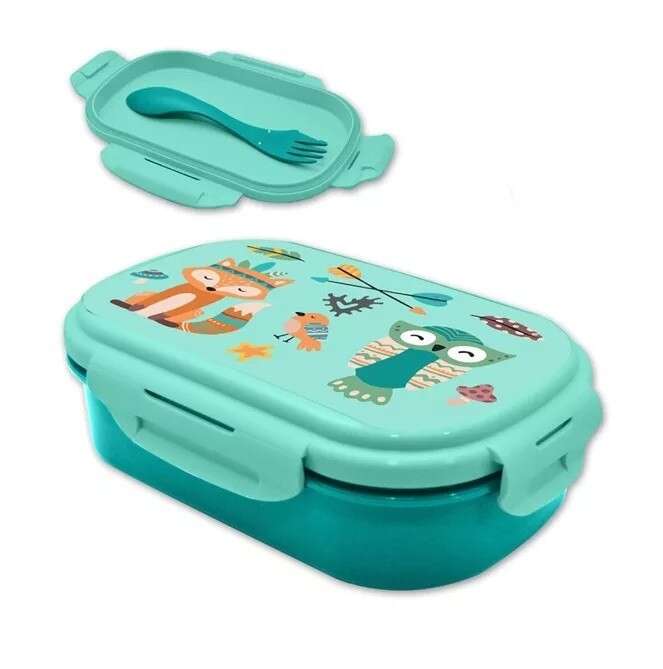 Állatos szendvicsdoboz és evőeszköz szett