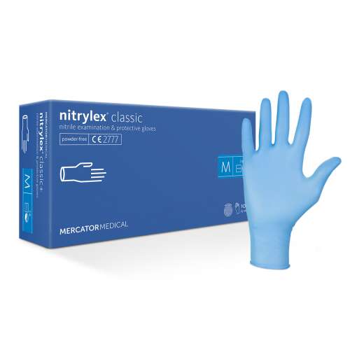 Mănuși de examinare din nitril Mercator Nitrylex Classic, albastre, fără pudră, mărimea M