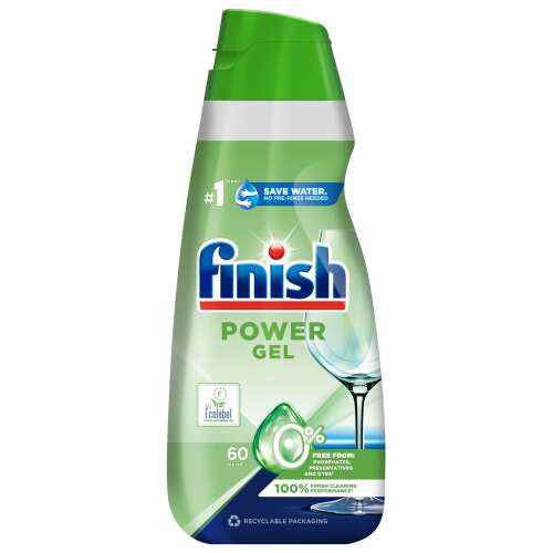 Finish Power Gél Mosogatógép Tisztítószer, 0% Foszfát, 60 Mosás, Ecolabel Tanúsítvánnyal, 100% Újrahasznosítható Csomagolás