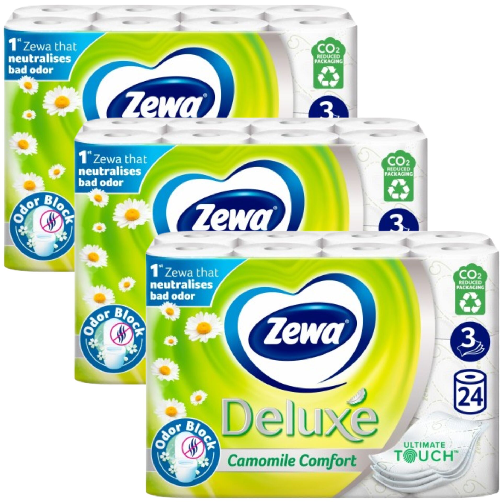 E-shop Zewa Deluxe Camomile Comfort 3 Ply Toaletný papier 3x24 roliek