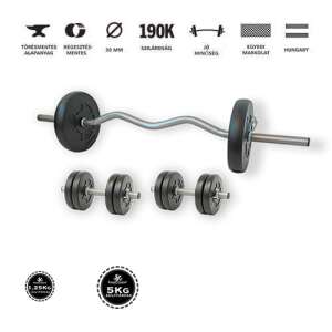 Sada GazoFitness Hardcore s 23 kg váhou, vrátane činky, činiek a závaží - Posilňovanie