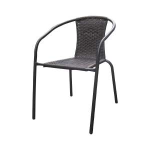 GardenLine Bistro garden chair, black frame, dark brown polyrattan, 52 x 60 x 72 cm - GardenLine