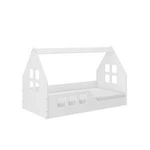 Pat Montessori alb pentru copii, 160x80cm, cu saltea - Nonbrand Paturi pentru tineri