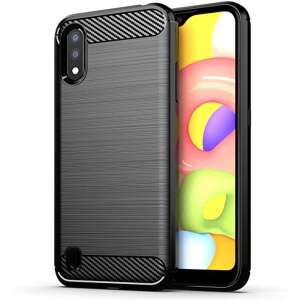 Schwarze Forcell CARBON Silikonhülle für Samsung Galaxy A01 - Forcell