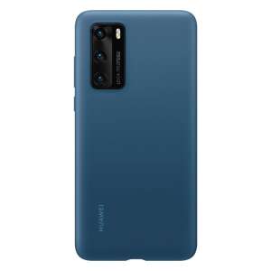 Huawei P40 blue silicone case, back view - Phone Case