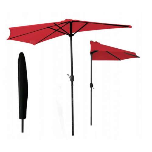 Semi-circular Parasol for Balcony/Terrace - 270 cm Red 48852125