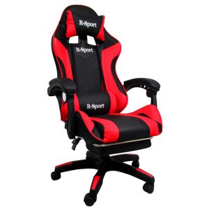 R-Sport Fekete és Piros Gamer Szék, ergonomikus kialakítás lábtartóval - R-Sport