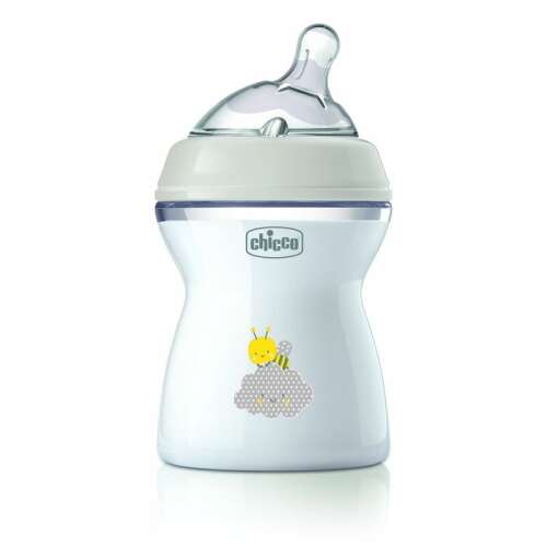 Chicco NaturalFeeling 250 ml Babyflasche mit mittelstarkem Sauger, Bienen-Design