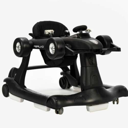 Asalvo FORMA1 3 in 1 Baby Walker, black, with adjustable height and wheels, converts to walker, push car, and play car