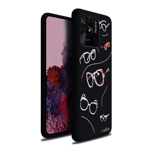 Graffiti Xiaomi Redmi 10C telefontok szemüveg mintával - Telefon