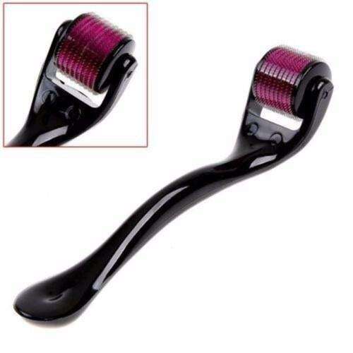 Dermaroller 1.5mm, negru, 540 ace din titan, pentru îngrijirea feței, anti-îmbătrânire, reducerea ridurilor, tratamentul cicatricilor