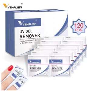VENALISA UV Gél Leoldó Kendők, 120 db-os csomag, Gyorsan eltávolítja az UV gélt egyetlen egyszerű lépésben - Műköröm előkészítő & segéd folyadék
