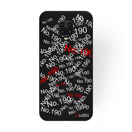 Graffiti No.190 telefontok Xiaomi Redmi Note 9 Pro-hoz, fekete szilikon tok fehér mintával 